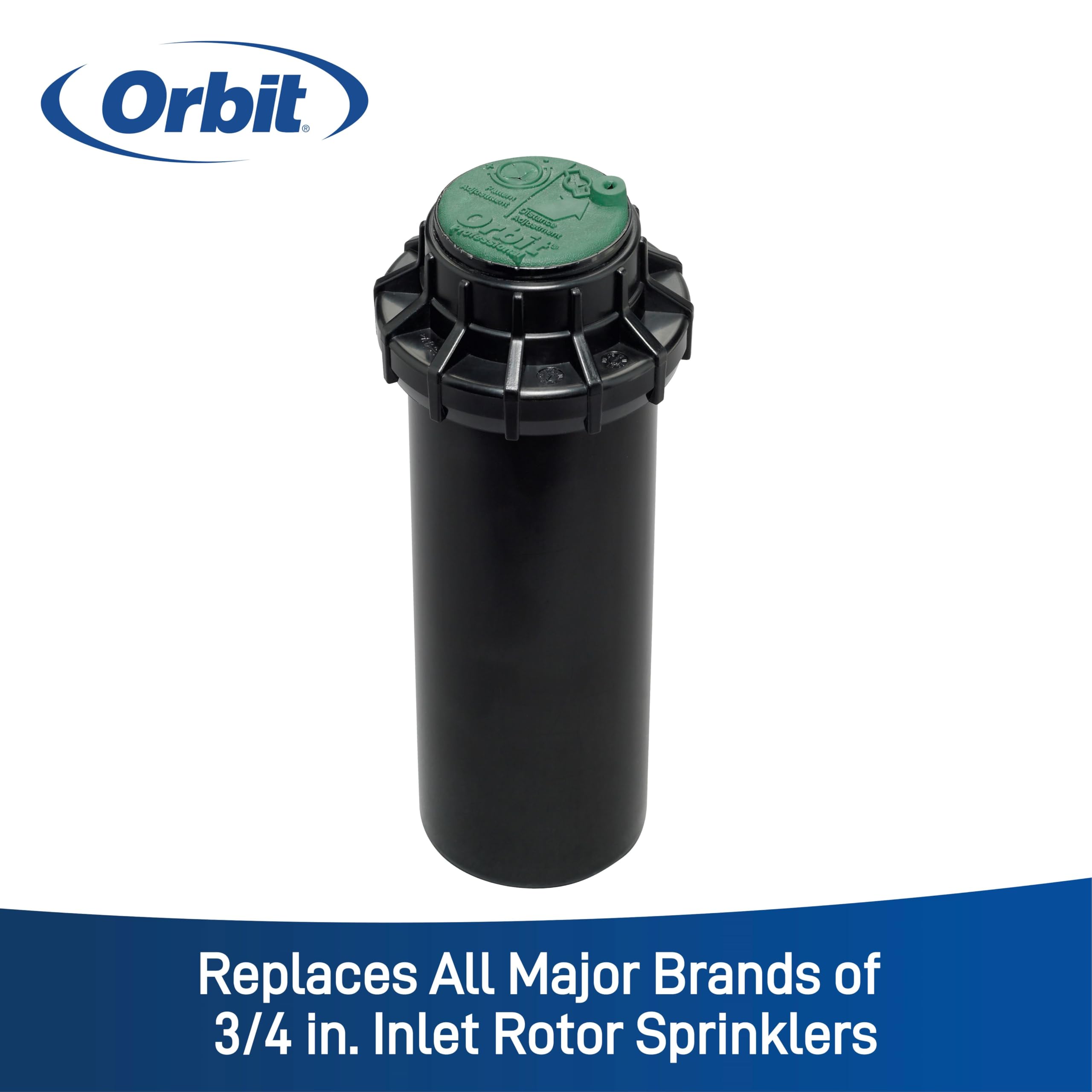 Orbit Voyager II Profesjonalny zraszacz rotacyjny wynurzalny z napędem zębatym | wlot 3/4" | regulowany kąt zraszania 40–360° | zasięg 10,7–16,8 m | z kluczem regulacyjnym | model 91561