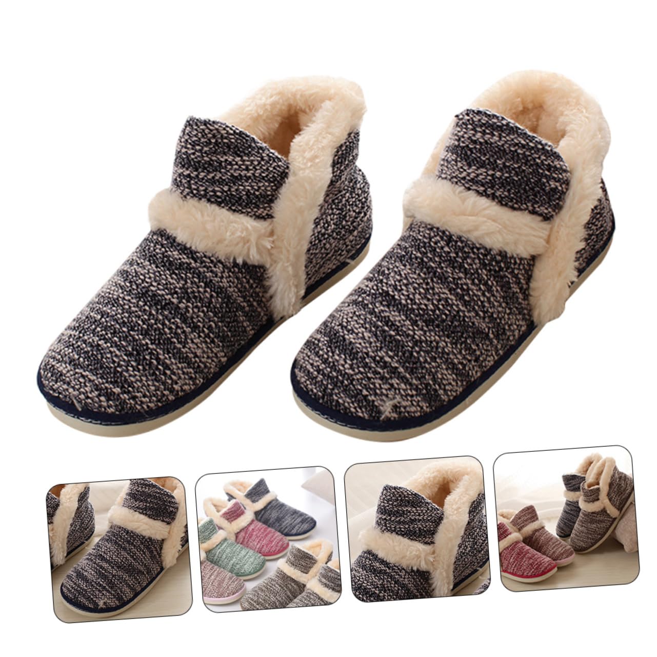 FRCOLOR pantofole in cotone antiscivolo Uomo pantofola pantofole da donna pantofole pelose per ciabatte antiscivolo ciabatte invernali ciabatte casa morbide pantofole Black