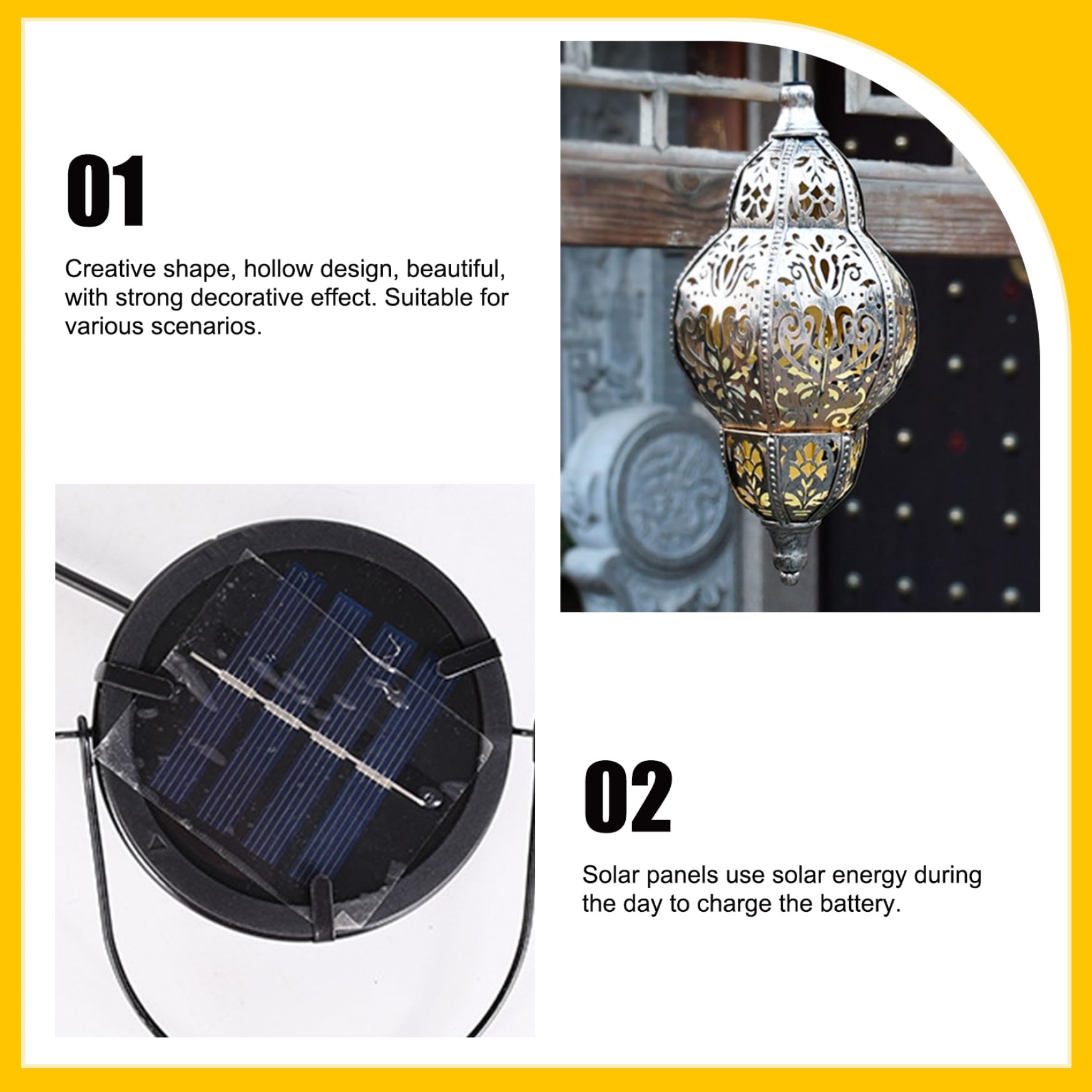 Faroles solares marroquíes para Exteriores, Luces solares Colgantes Impermeables, faroles Decorativos Huecos para jardín, Patio, césped, Porche, Regalos de inauguración de la casa.