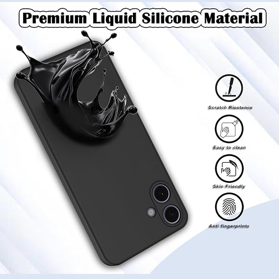 Liquid Silicone Case Compatible with Samsung Galaxy A07 Case, Premium Silicone Cover Shockproof Anti-Scratch Soft Microfiber Lining Black