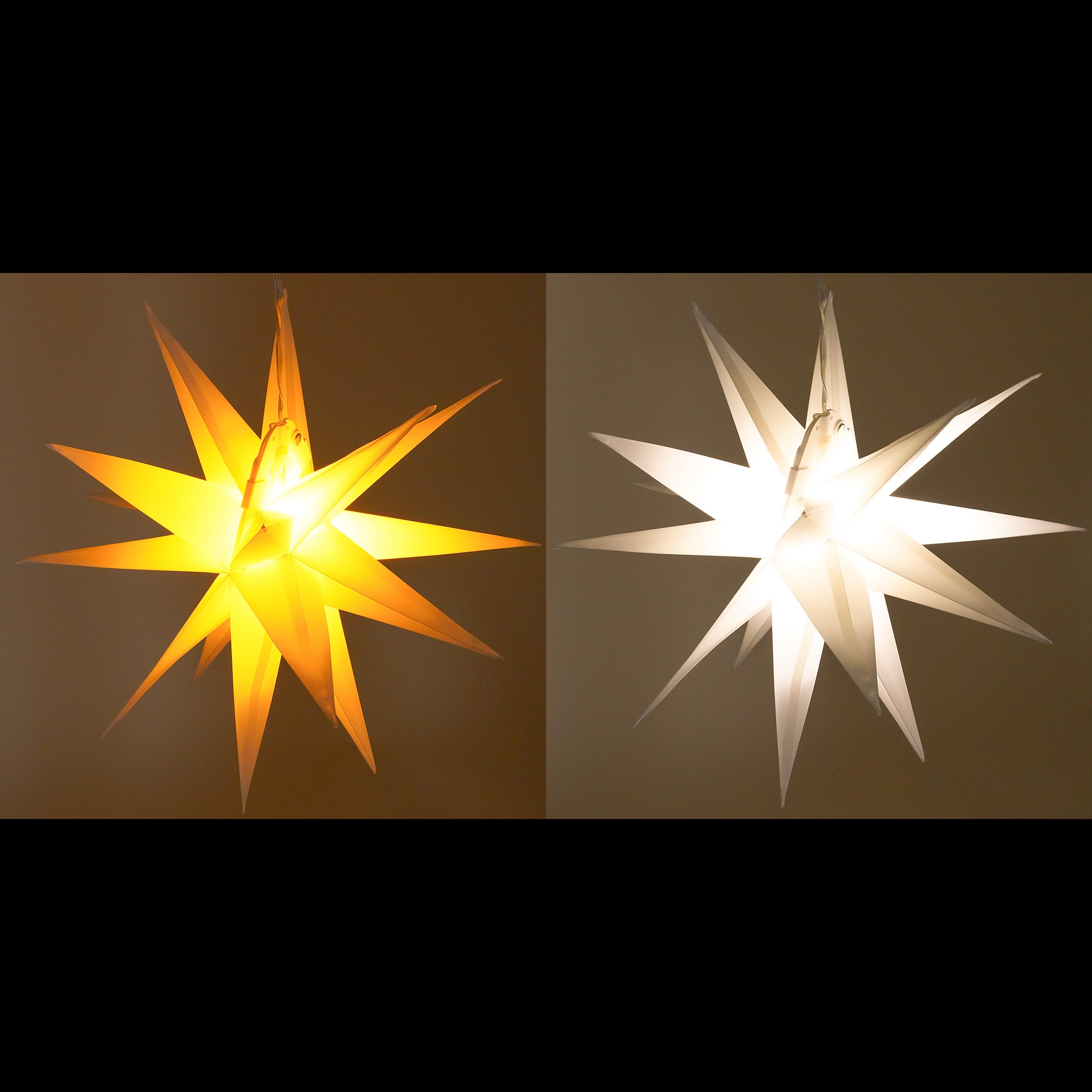 Esotec LED Weihnachtsbeleuchtung Solarstern Weihnachtsstern Ø57cm, 2 Lichtfarben bernstein + neutralweiß Weihnachtsdeko Leuchtstern mit Kabelaufhängung outdoor 103420