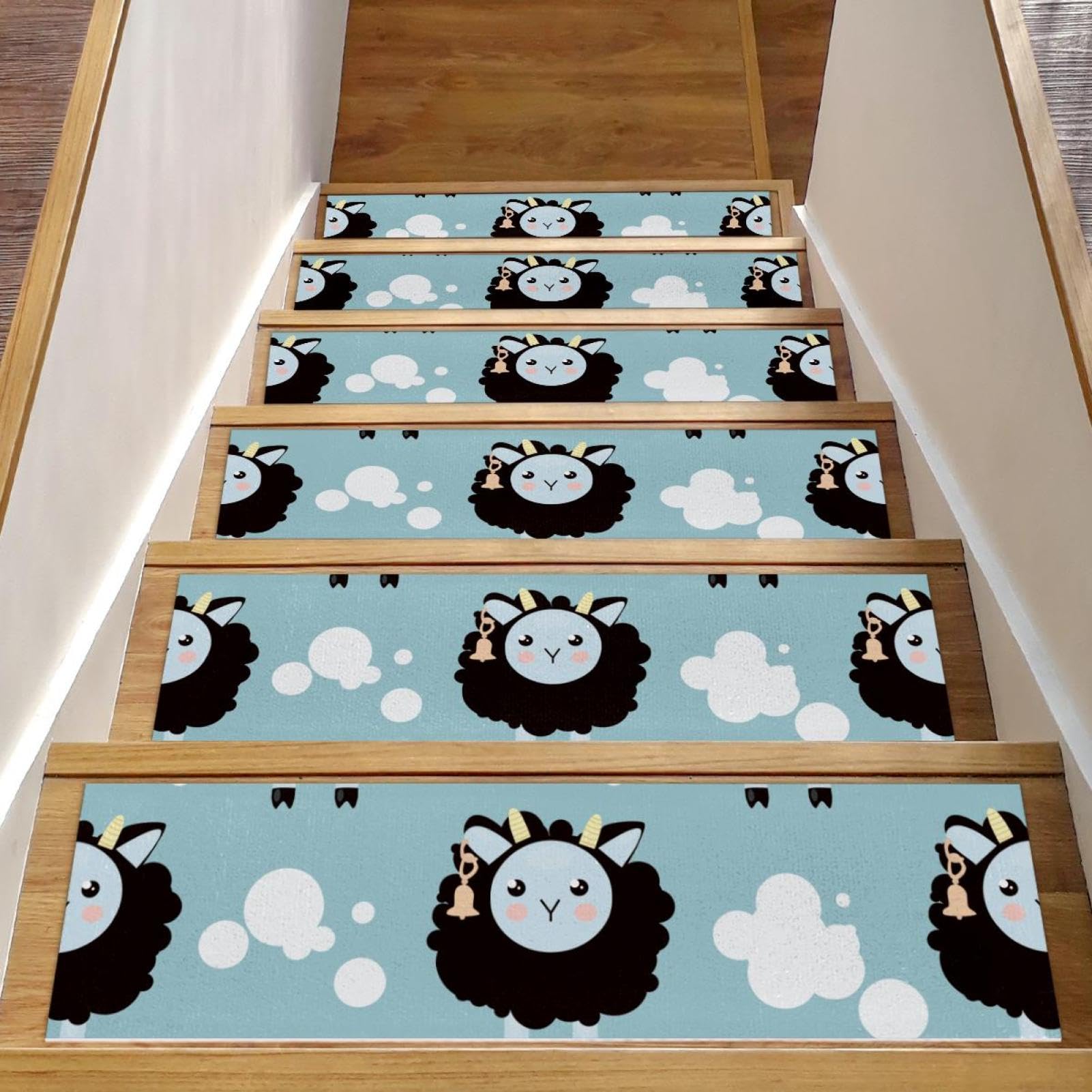 Alfombrillas antideslizantes de escaleras con ovejas que evitan resbalones