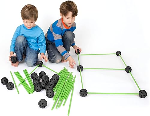 Miniatura 7 de Tytan TILES - Juego de construcción de 130 piezas que brillan en la oscuridad, palos de fuerte, conectores de bola, juego creativo para interiores y