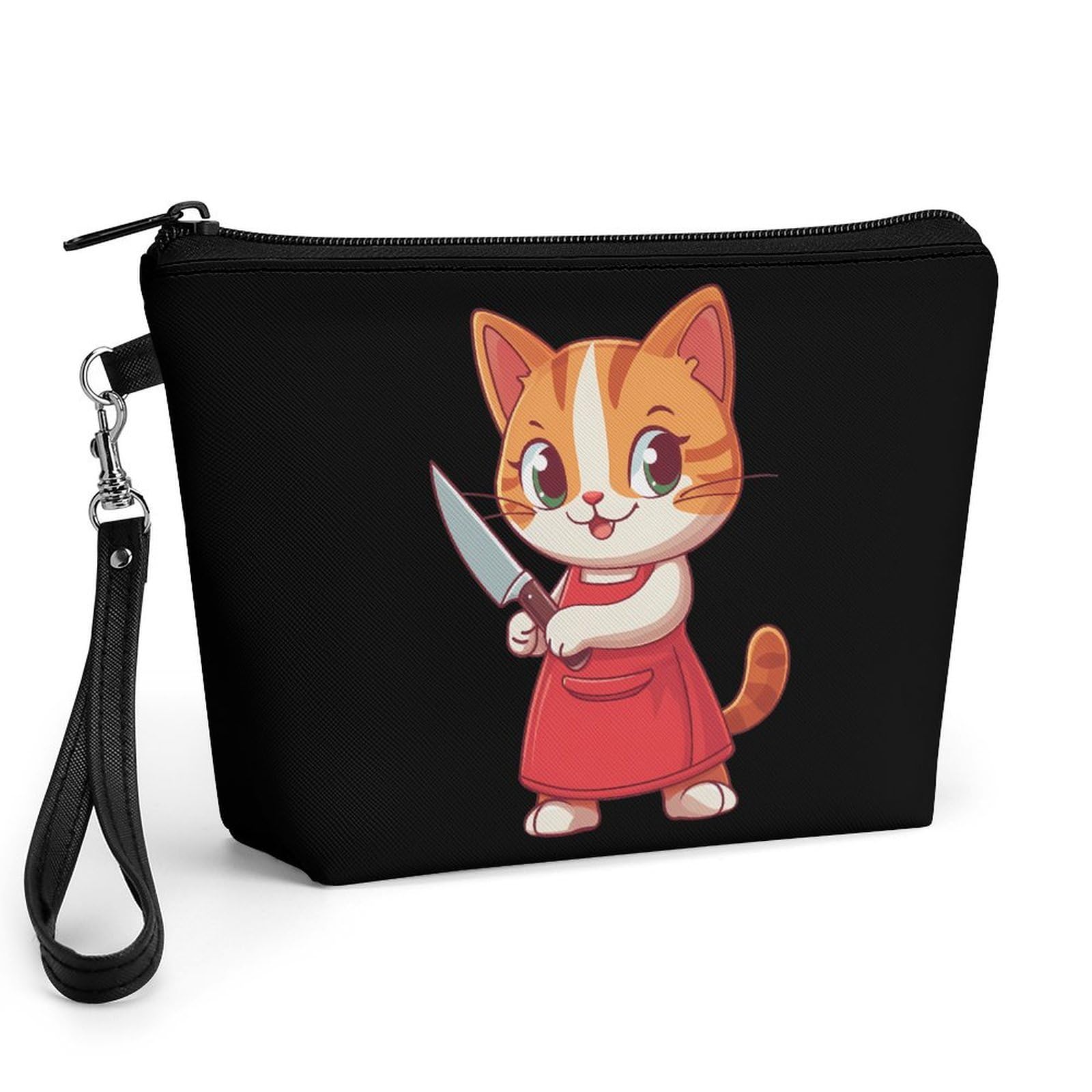 Chef Cat with Apron Travel Makeup Bag Toiletry Bags Cosmetic Pouch Organizer with Handle