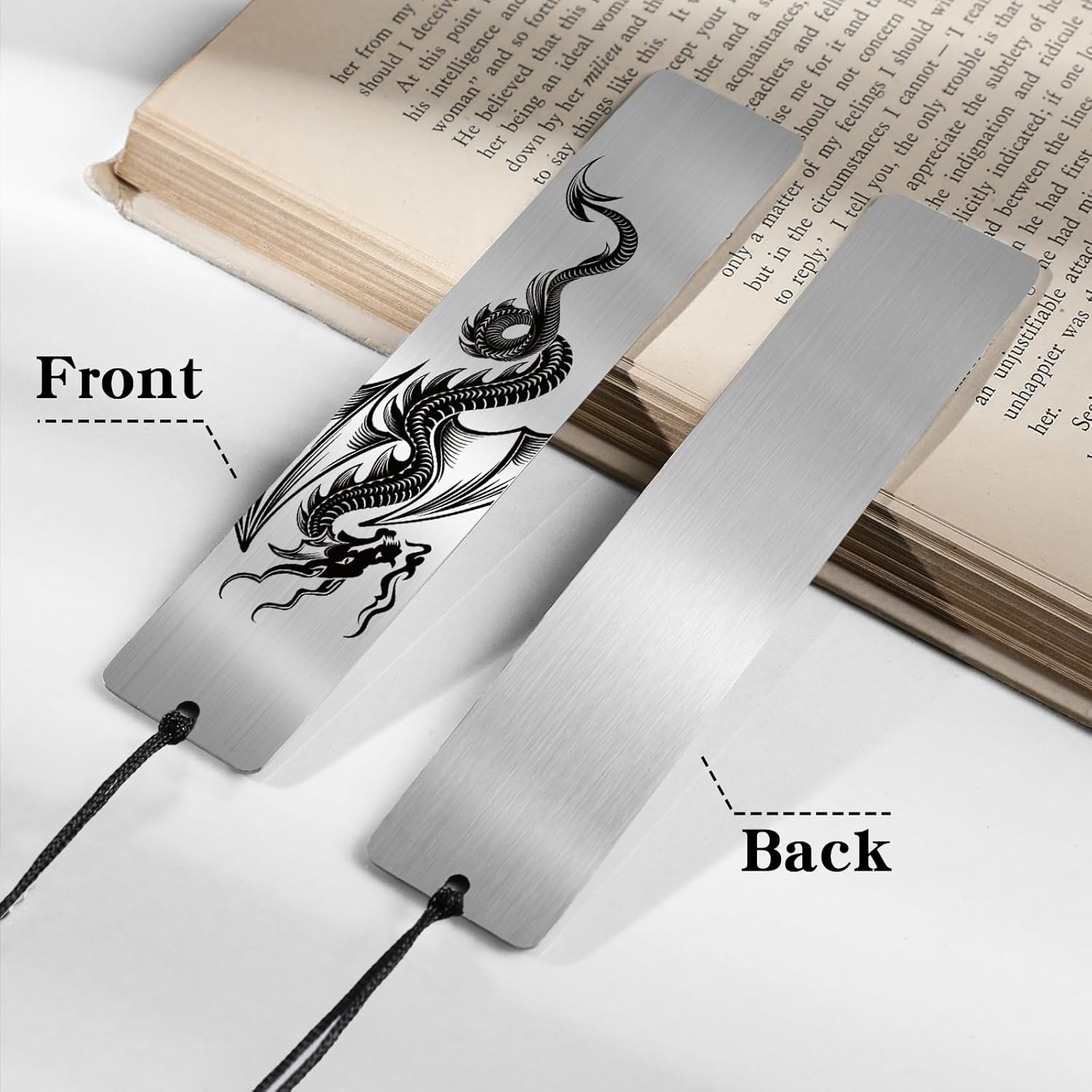 Dragon Bookmarks for Men - Fantasy Metal Bookmark Book Accessories School Office Supplies Gifts for Bookish Book Lover Women Teacher Book Page Marker for Students Birthday Christmas Gift - Image 2