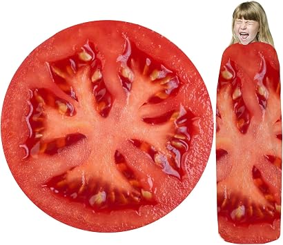 Tomato Blanket, Round Funny Food Throw Blanket for Adult Kids, Realistic 36 Inches Kids Blanket