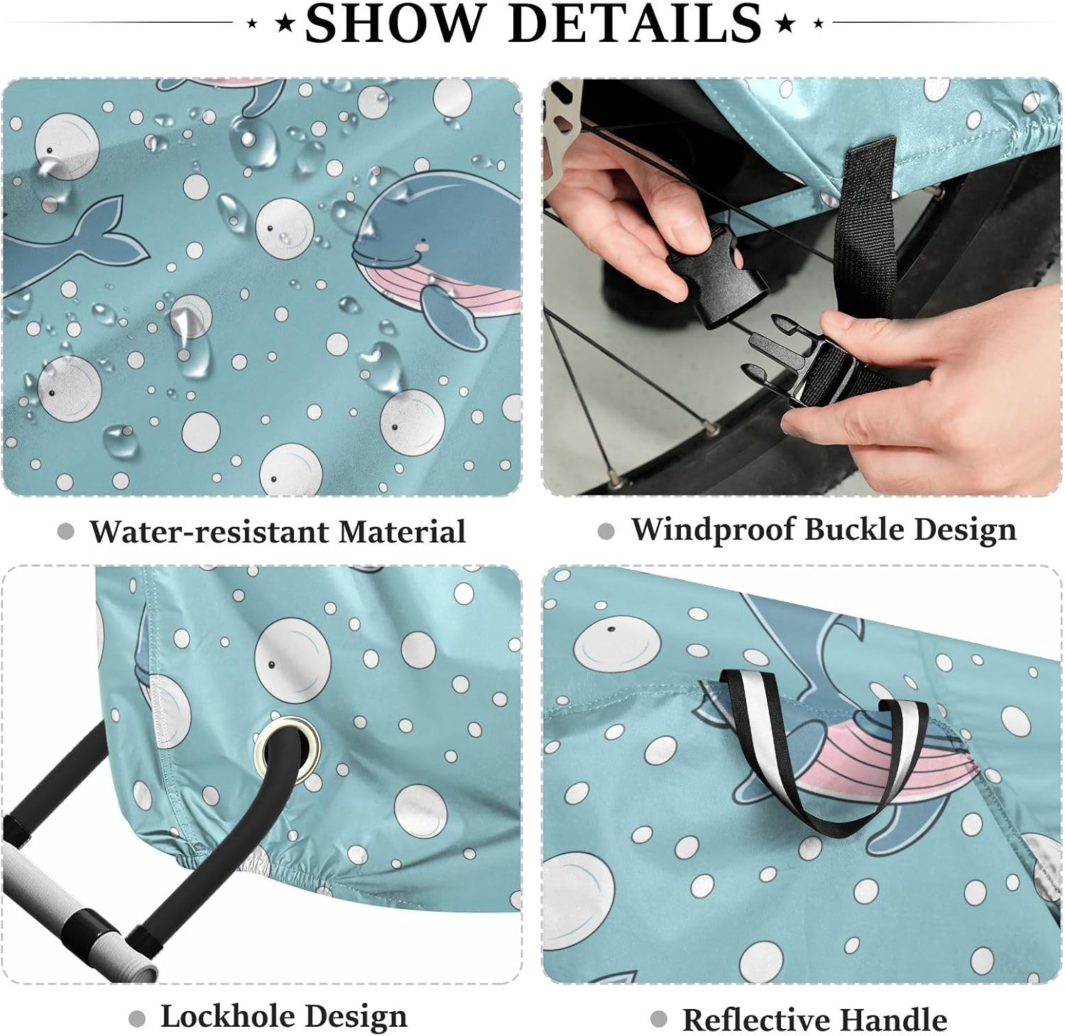 ALAZA Whale Bubble Bike Cover Waterproof Outdoor Ebike Bicycle Covers Tarp Protection for 1/2 Bikes, Sun UV Dust Wind Proof