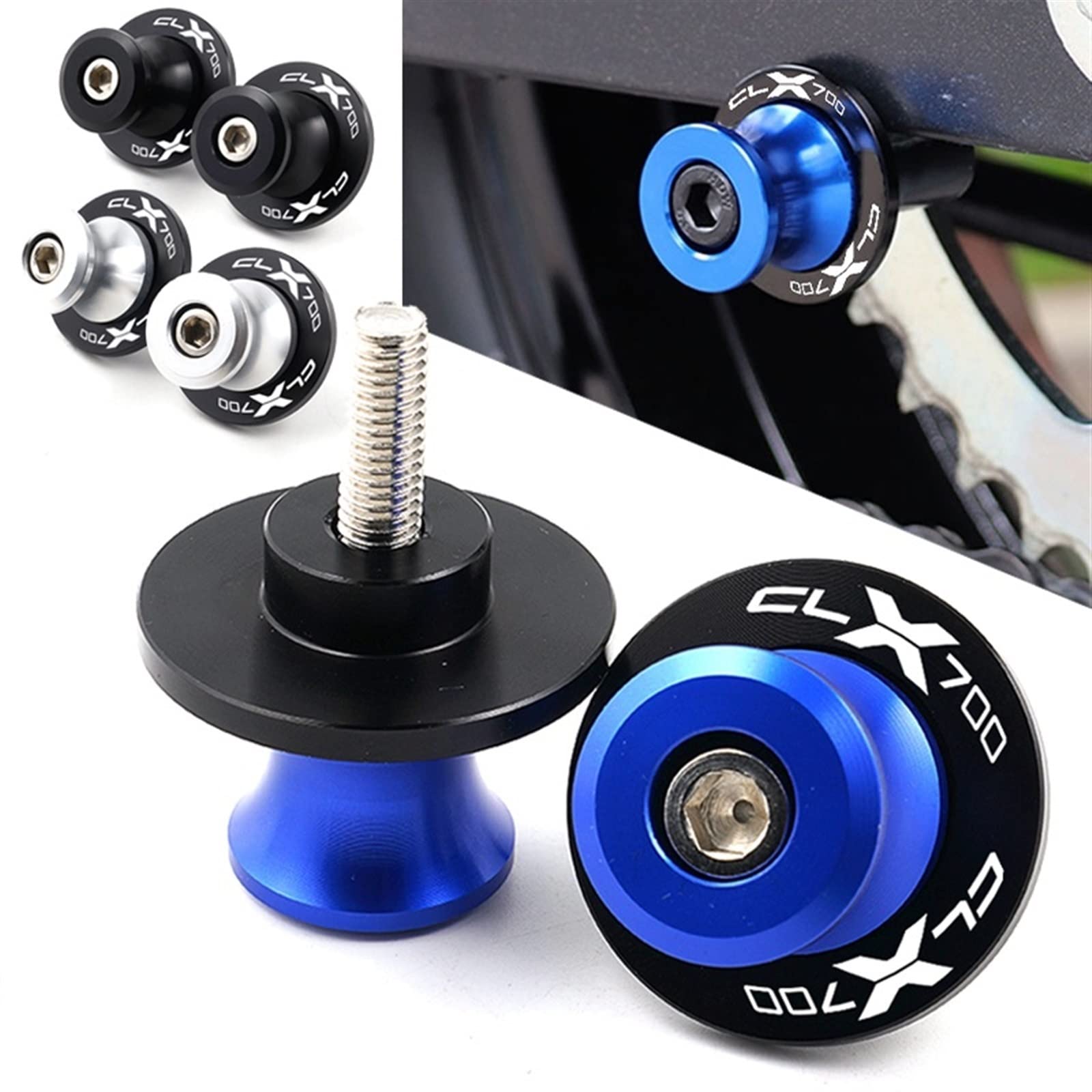 Fit For CFMOTO 700 CLX 700CLX 700CL-X CF700 CF MOTO CLX700 CL-X700 Moto CNC Alluminio Forcellone Bobine Slider Stand Viti Bulloni (Size : Gold)
