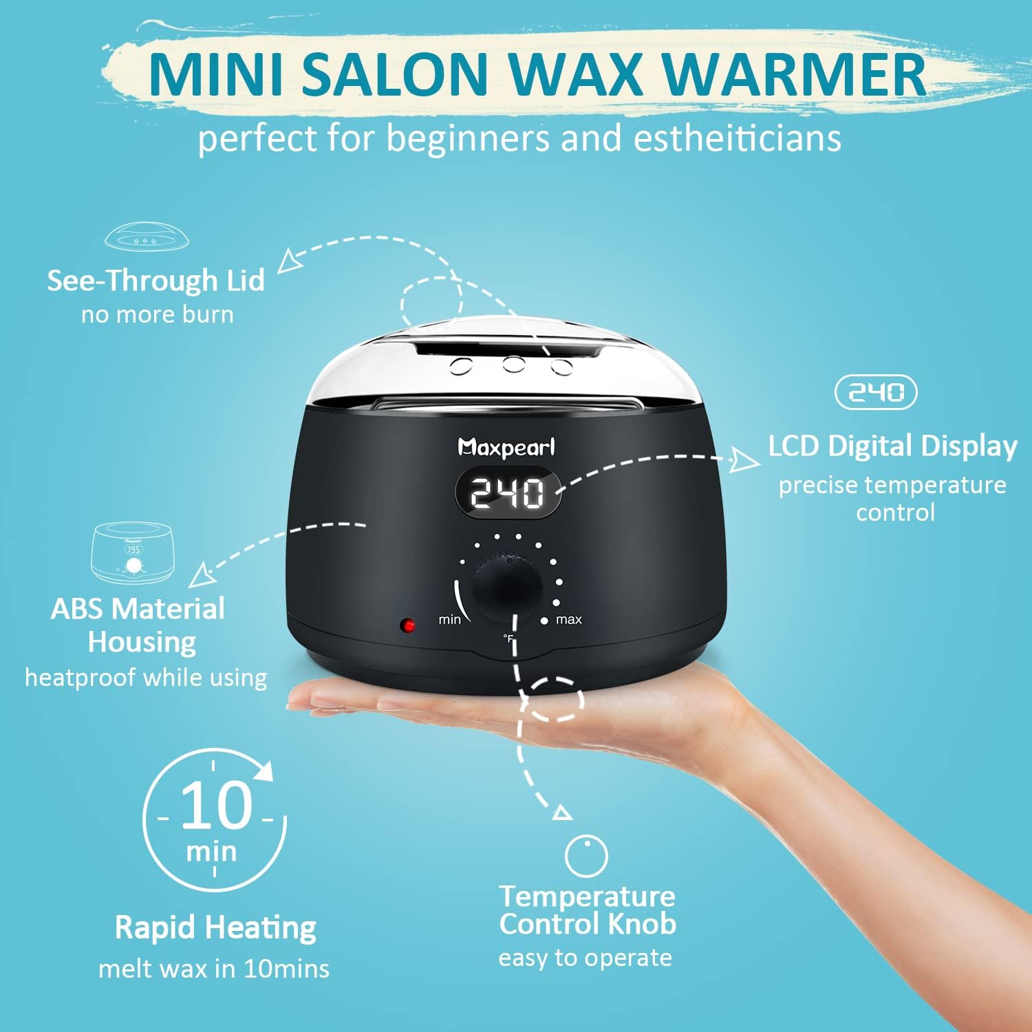 Maxpearl Wax Warmer with LCD Digital Display and Temperature Control Knob