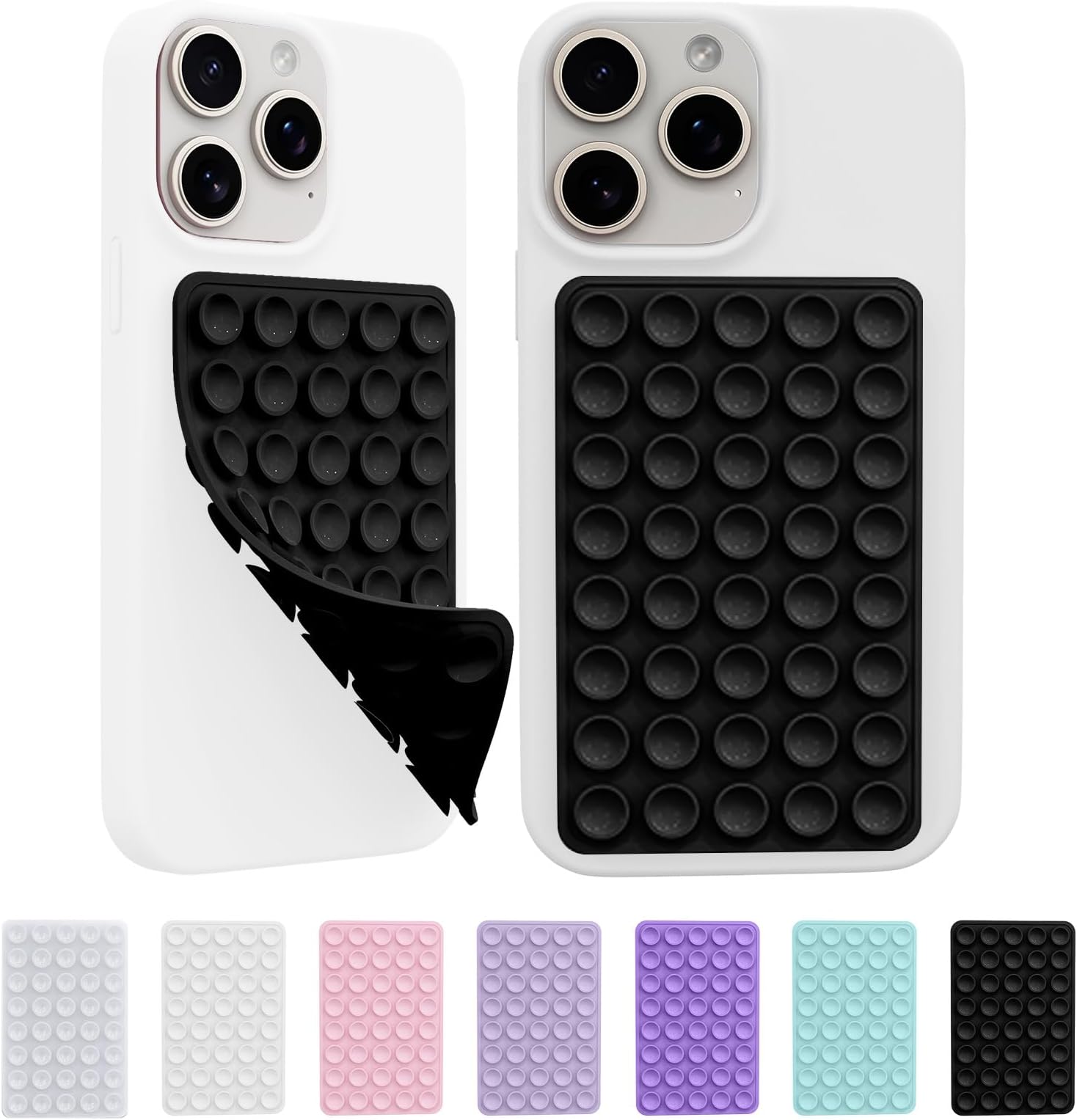 Support Téléphone Ventouse, Double Face Silicone Ventouse Téléphone Téléphone Poignée Adhésive Polyvalent Coque De Téléphone à Ventouse Pour Douche Miroir Voiture Selfies (Rose Clair