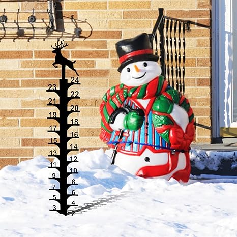 Review Snow Gauge, 24 Inch Snow Measuring Stick Outdoor, Iron Art Snow Gauge Outdoor, Winter Snowfall Measuring Gauge Metal Snow Measuring Device Yard Decorations (D)