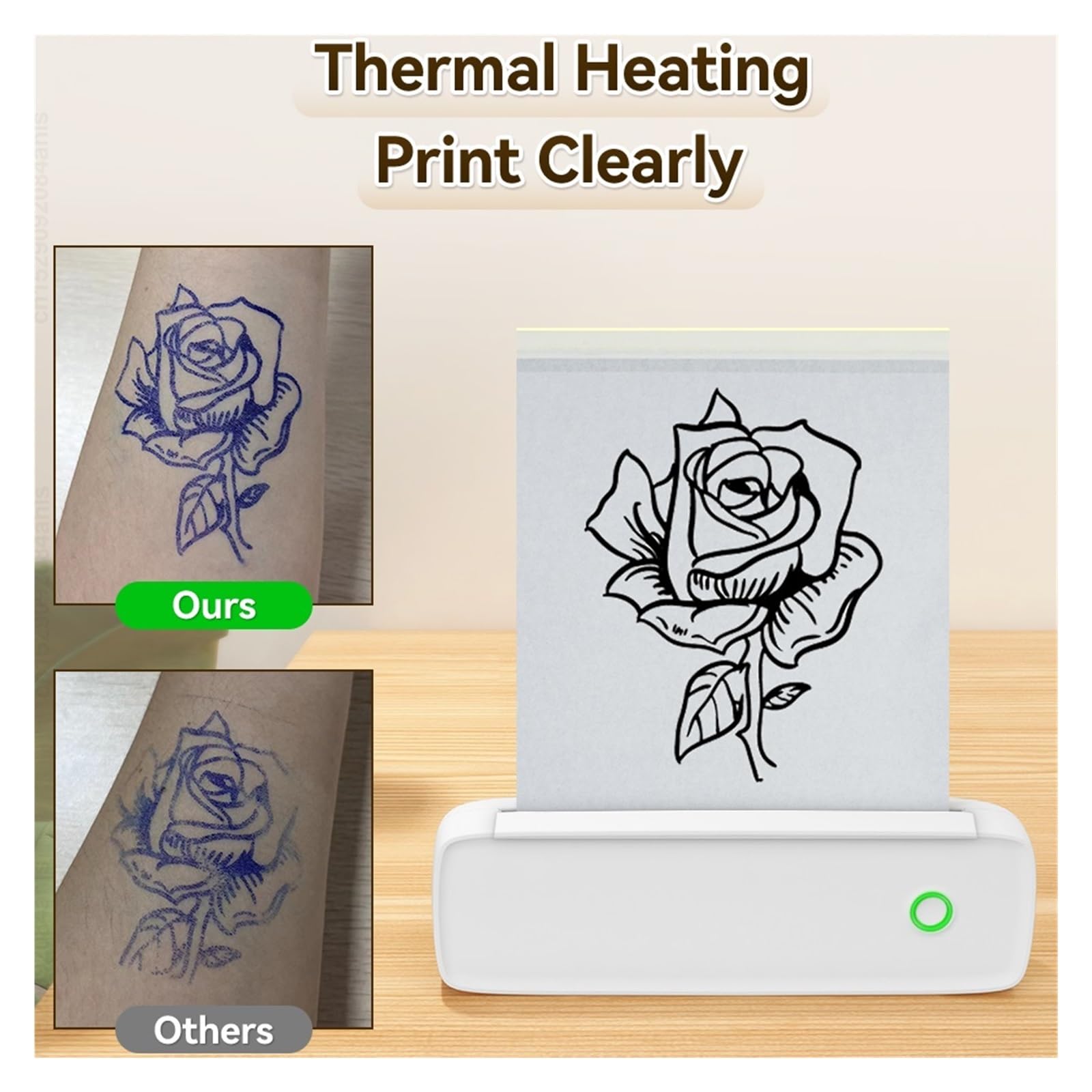 Mini Impresora Portátil A4, Térmica De Papel Sin Tinta, Bluetooth, Plantilla Tatuaje, Transferencia por Teléfono, Impresión Ordenador ImpresióN NíTida(A4 Thermal Printer)