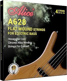 Flatwound Bass Guitar Strings - Coated Hexagonal High Carbon Steel Core Bass Strings - For Bass Guitar 4 String - 45-100 Gauge