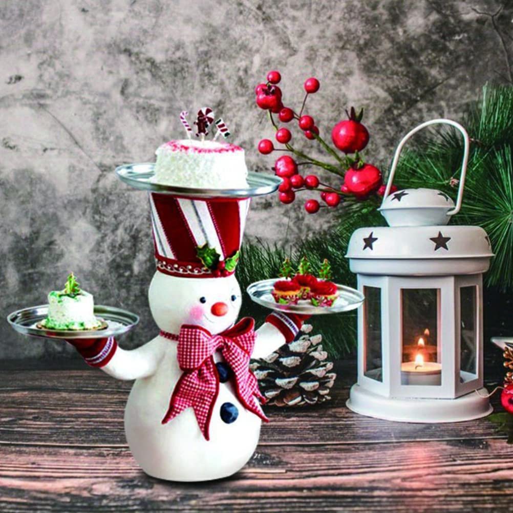 Dolcetti di Natale Con Pupazzo di Neve in Resina, Vassoio Porta Frutta, Piatti, Cibo e Snack per Feste in Casa, Vassoio per Babbo Natale