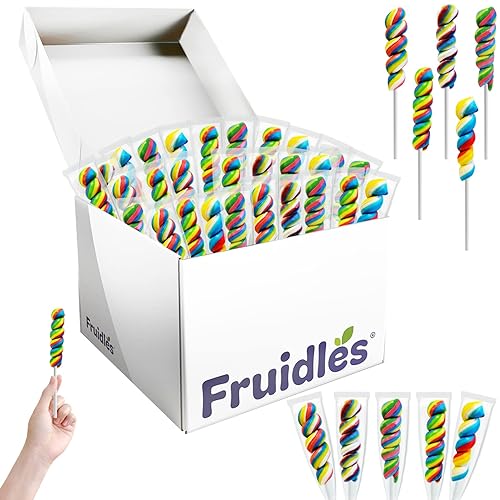 Miniatura 3 de Twist Rainbow Lollipop, variedad de 4 colores, sabor a fruta mixta, envuelta individualmente, ventosa de 3 pulgadas (paquete de 12)