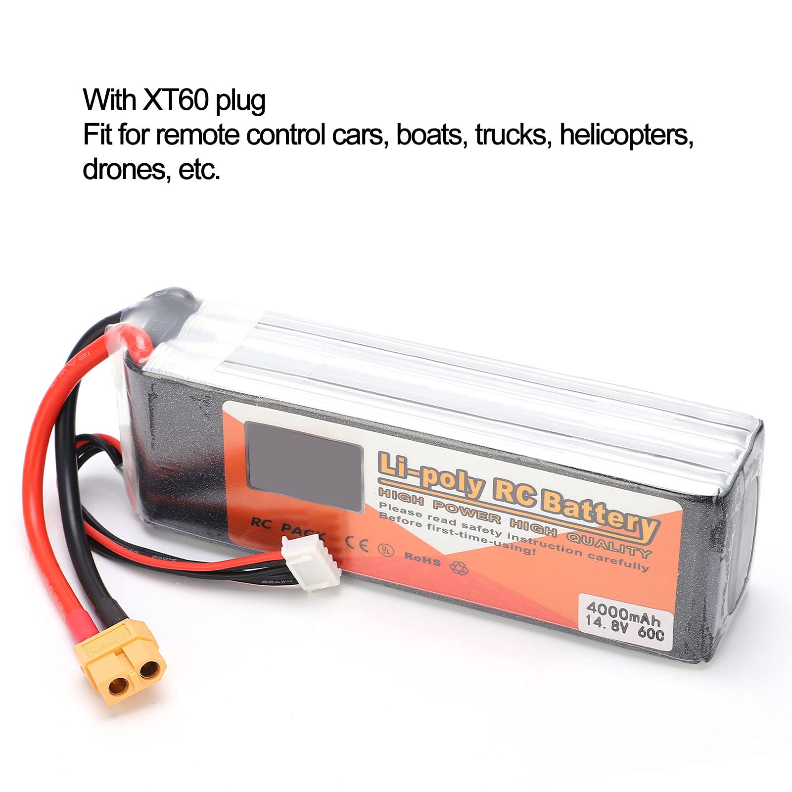 Akumulator do RC Lipo, 4000mAh 14.8V Pilot Zdalnego Sterowania Quadcopter Akumulator Lipo z wtyczką XT60 Zdalnie Sterowany Dron łódź część Akumulator Lipo