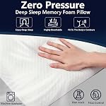 Memory Foam Pillow Queen Size, Cooling Orthopedic Bed Pillow for Sleeping – Medium Firm Neck & Shoulder Support, Double-Sided Design for All Seasons, Washable Cover (White 1.0, 70 * 40 * 10cm)