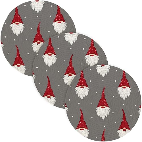 3 Pcs Pot Holder Trivet Mats for Hot Pots and Pans 15in Cotton Thread Weave Heat Resistant Table Pad for Stove Modern Farmhouse Decor Christmas