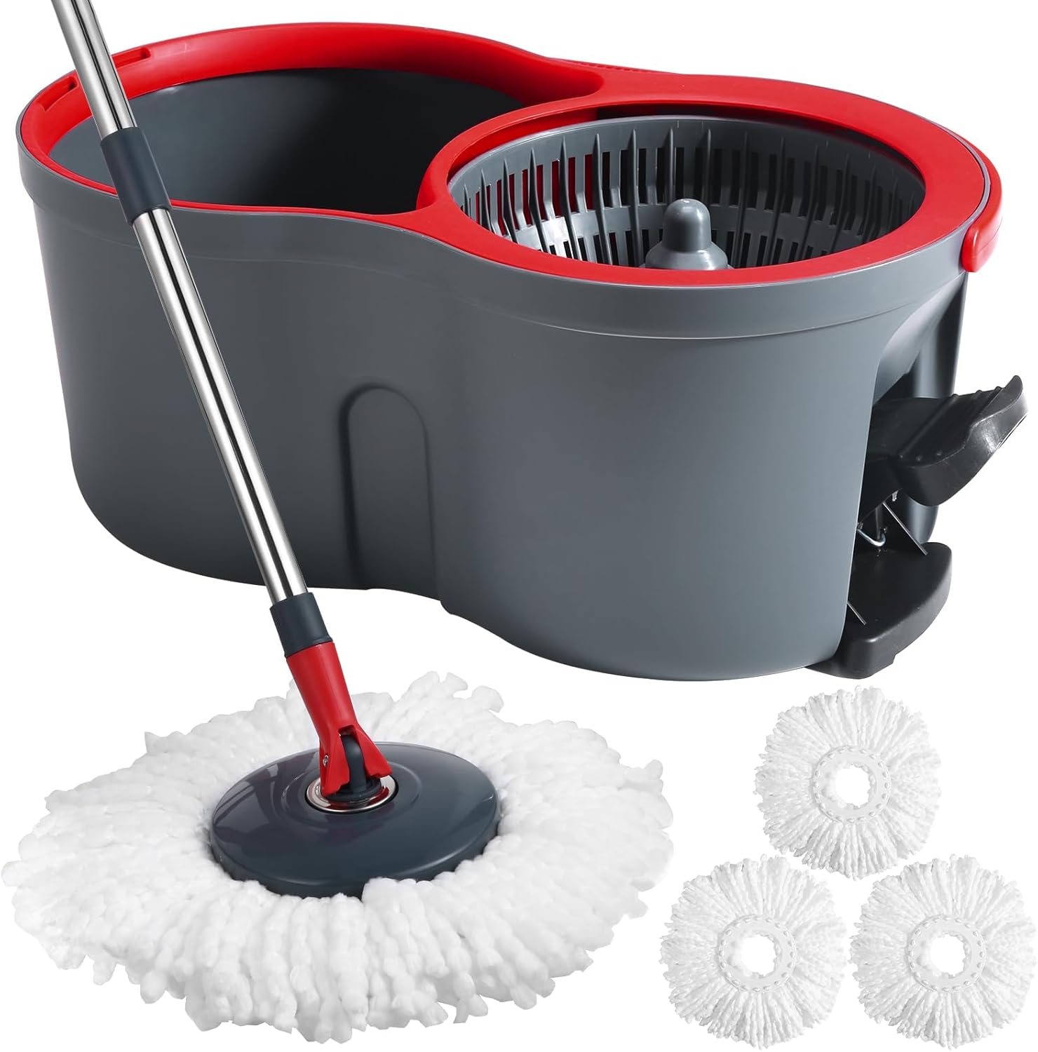 360° Spin Mop and Bucket Set Quick-Dry Technology,Mop and Bucket with Wringer Set for Home & Kitchen,Wet/Dry Floor Cleaning Kit with 4 Microfiber Mop Heads & Adjustable Handle 360° Spin Mop and Bucket Set Quick-Dry Technology,Mop and Bucket with Wringer Set for Home & Kitchen,Wet/Dry Floor Cleaning Kit with 4 Microfiber Mop Heads & Adjustable Handle