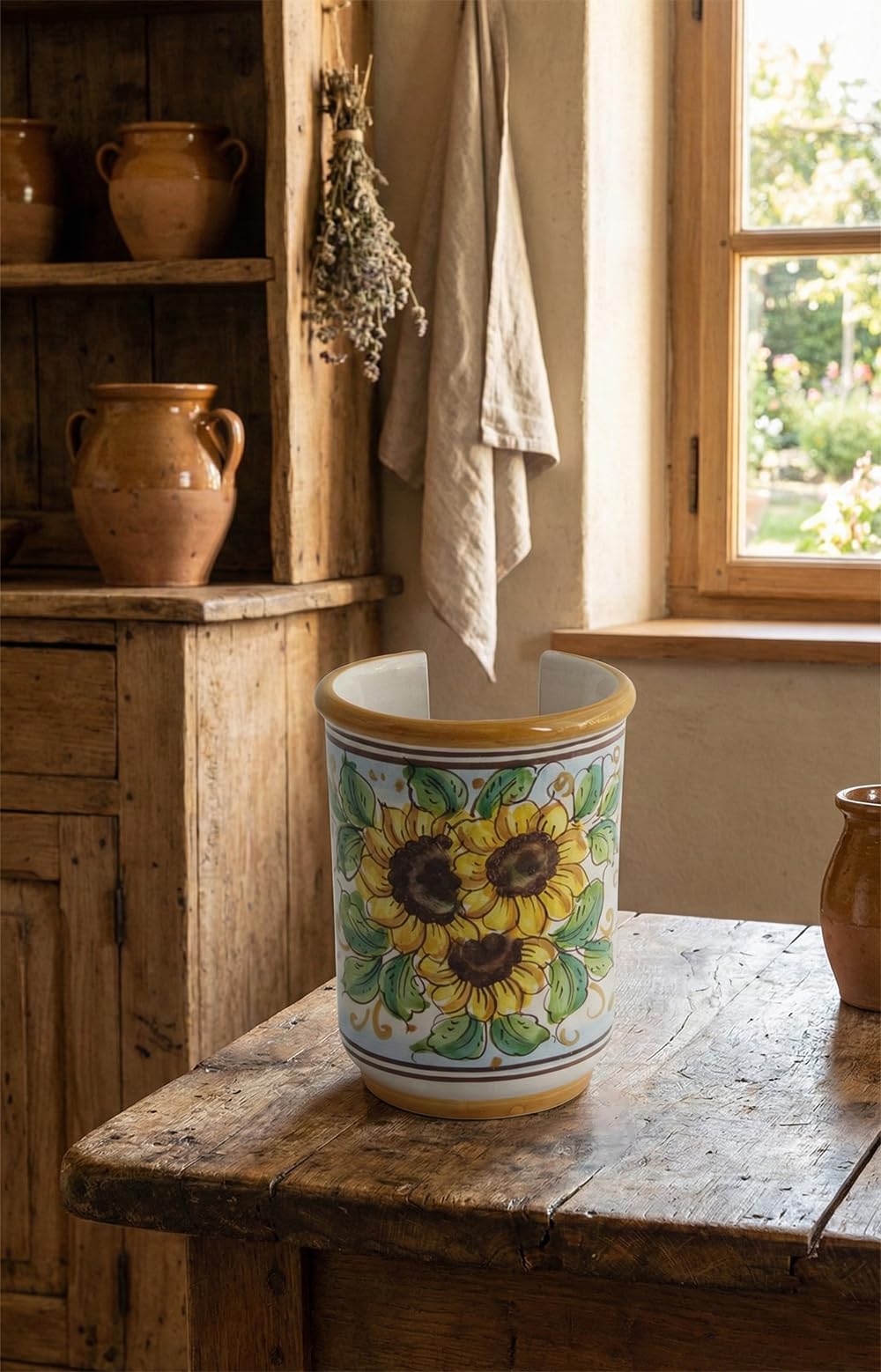 Porte-gobelet en céramique jaune et vert pour embellir vos tables d'été au jardin