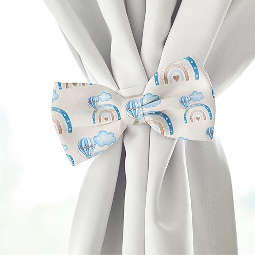 Miniatura 5 de AnyDesign - Paquete de 12 piezas de tela de algodón para baby shower, elefante azul, globo aerostático, estrellas, arcoíris, impresos, bonitos