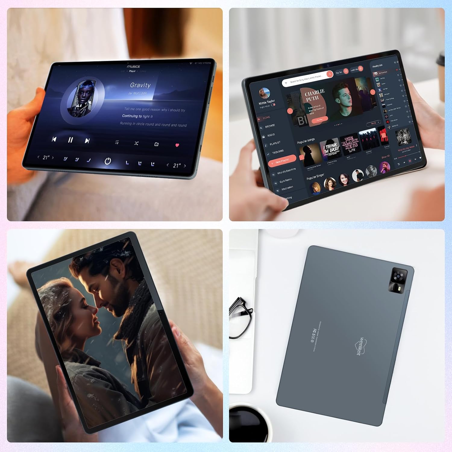 Weelikeit Tablet 10 inch, Android 14 Tablets with Octa-Core Processor 12GB(6+6) RAM 128GB ROM, 1200x1920 FHD Screen, 5G WiFi, 5MP+13MP Dual Camera, Bluetooth 5.0, 7000mAh Battery (Gray) - Image 6