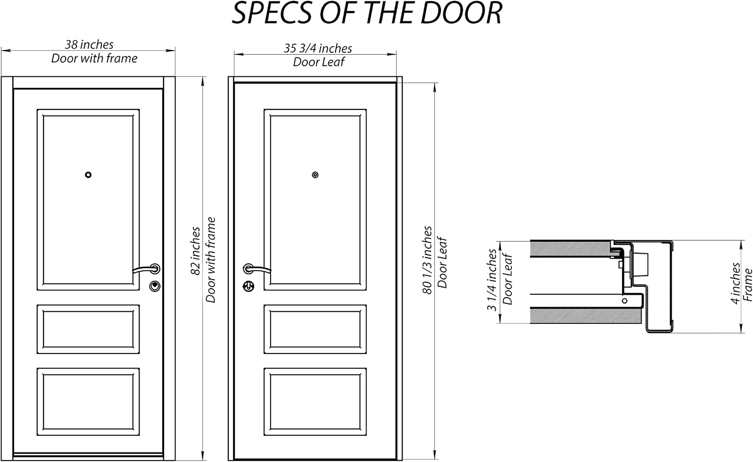 VDOMDOORS Front Exterior Prehung Steel Door/Deux 0729 Gray Graphite/Side and Top Exterior Window/Stainless Inserts Single Modern Painted-W36+12" x H80+16"-Left-Hand Inswing
