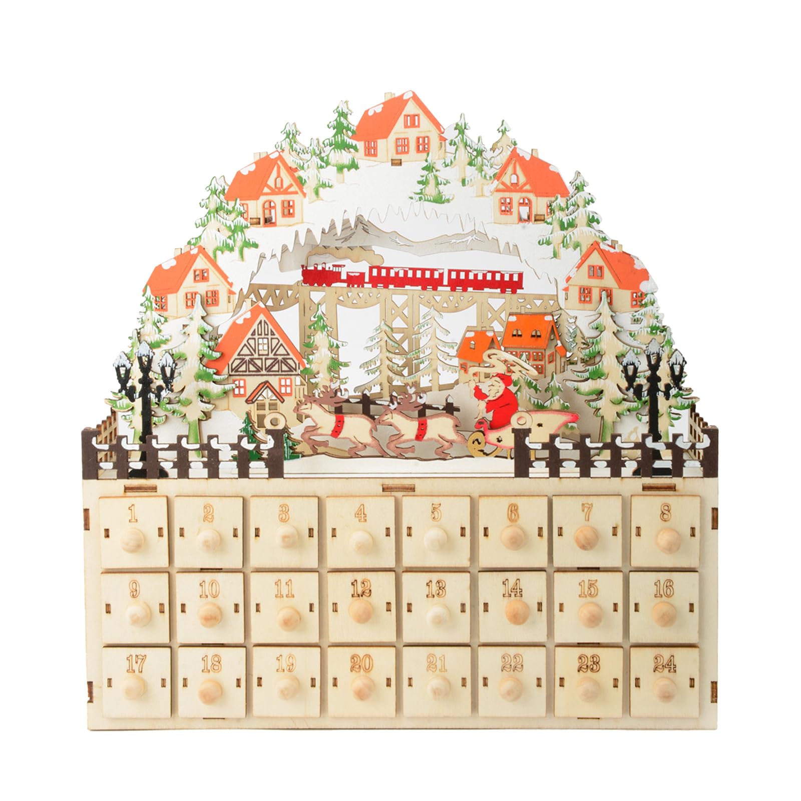Calendario de Adviento de gnomo de Navidad 2024, decoración de Navidad, suministros de fiesta, calendario, gabinete, 24 armarios pequeños, decoración de Navidad