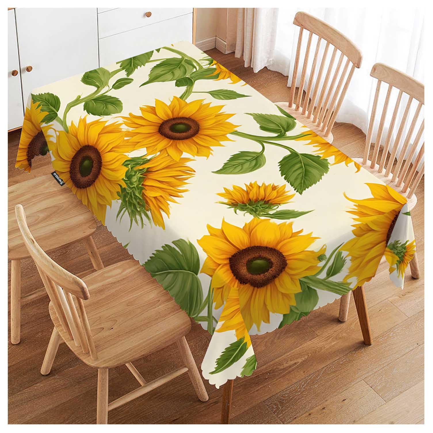 FJQWKLF Sunflowers Yellow Table Cover Beautiful Garden Sunflower 50x72 Inch Table Cloth for Rectangle Tables Buffet Tablecloth Parties Coffee BBQ Kitchen Dinning Picnic