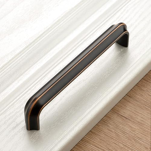 Miniatura 5 de KOOFIZO Paquete de 10 tiradores de gabinete, manijas de bronce aceitado para muebles, distancia entre tornillos de 5 pulgadas5.039 in, herrajes