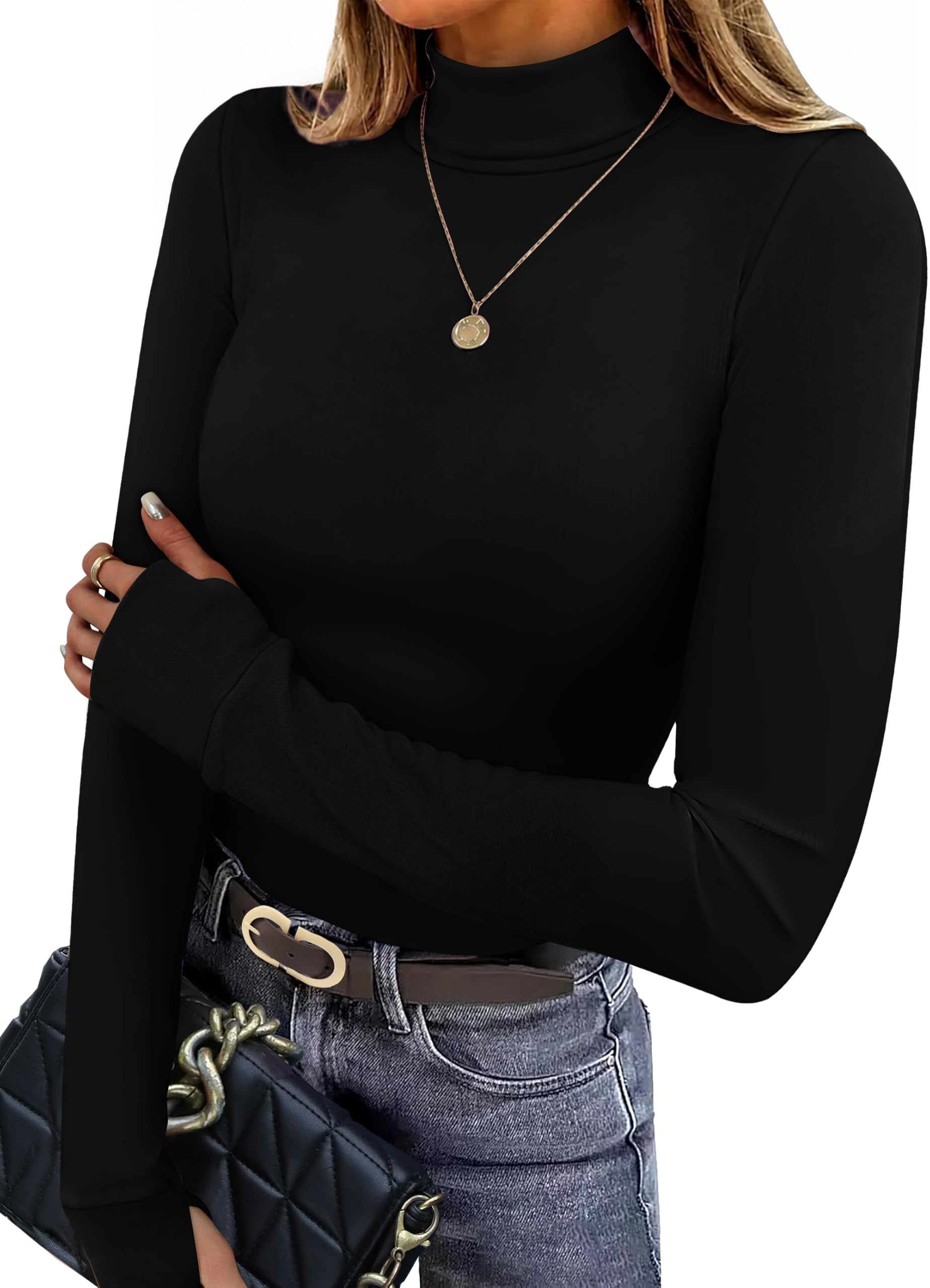 Underscrub Long Sleeve Women Turtleneck Tops Thermal Shirts Thumb Holes M