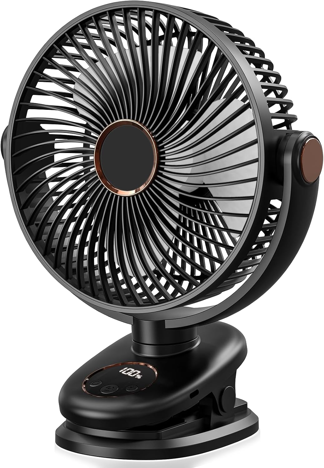 iNeibo 10000mah Auto-Rotating Oscillating Clip on Fan,8 inch Portable Rechargeable Battery Operated Desk Fans | 5 Speeds Digital Display 40 Hours Work Time Quiet USB Table Fan – Black