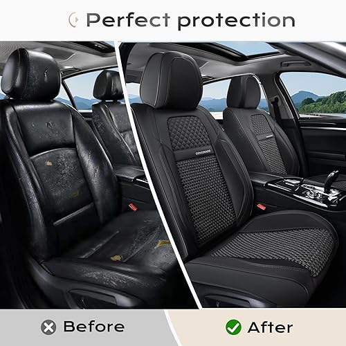 Miniatura 6 de Coverado - Fundas para asiento de automóvil, 5 unidades, juego completo, transpirables, para asientos delanteros y traseros, protectores, ajuste