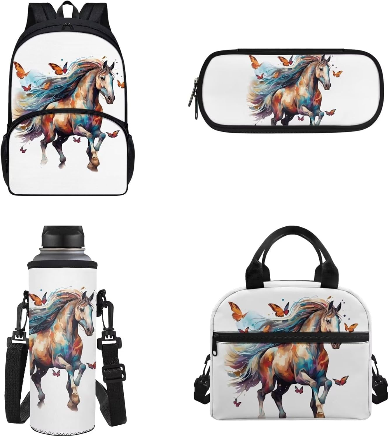 Capybara Backpack for Boy Girl Toddler,Cartoon Capybara School Bag Lunch Box Pen Stationery Case Water Bottle Holders Set of 4,Large Capacity Kids Backpack for School Travel Bags
