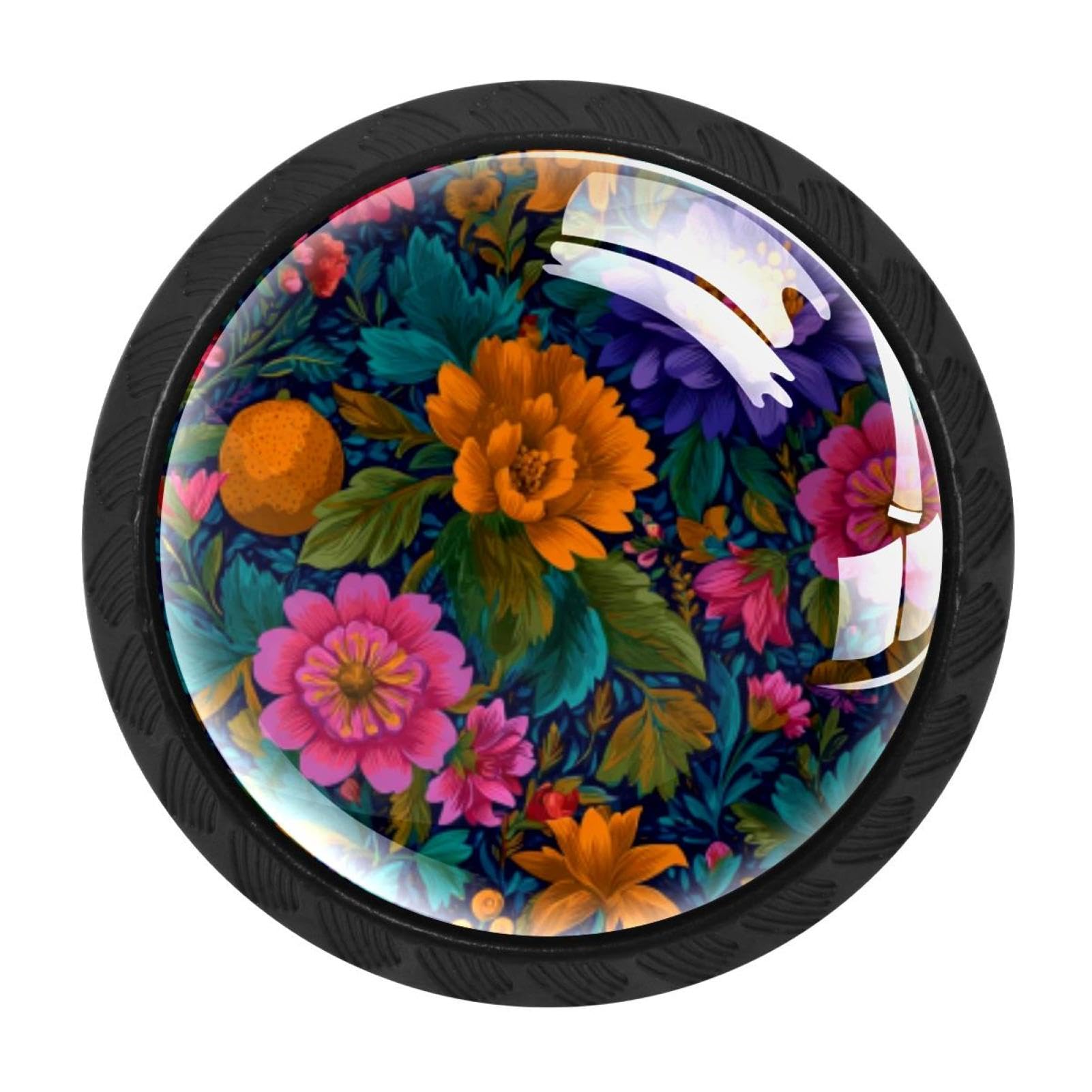 CHENZZZZ Bohemian Floral Drawer Knobs Pull Handle Crystal Glass Circle Shape Cabinet Drawer Pulls Cupboard Knobs with Screws for Kitchen Cupboard Dresser Wardrobe etc