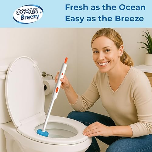 Miniatura 7 de Juego de escobilla y soporte de inodoro eléctrico, kit de limpieza desechable 4 en 1, 18 cabezales de recambio, potente giro de 3 velocidades,