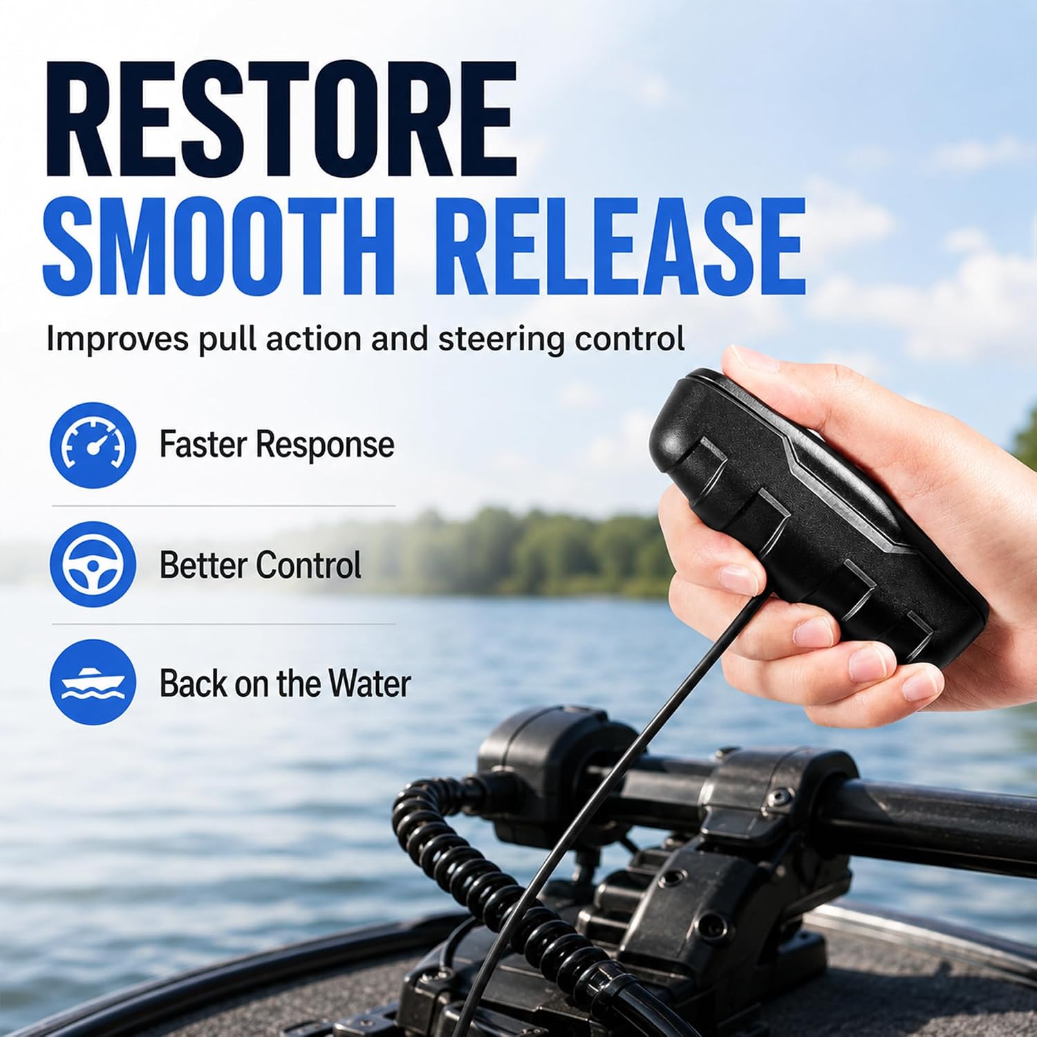 010-12832-30 Pull Handle & Cable Replacement for Garmin Force Trolling Motor Bow Mount Steering Release Handle Assembly