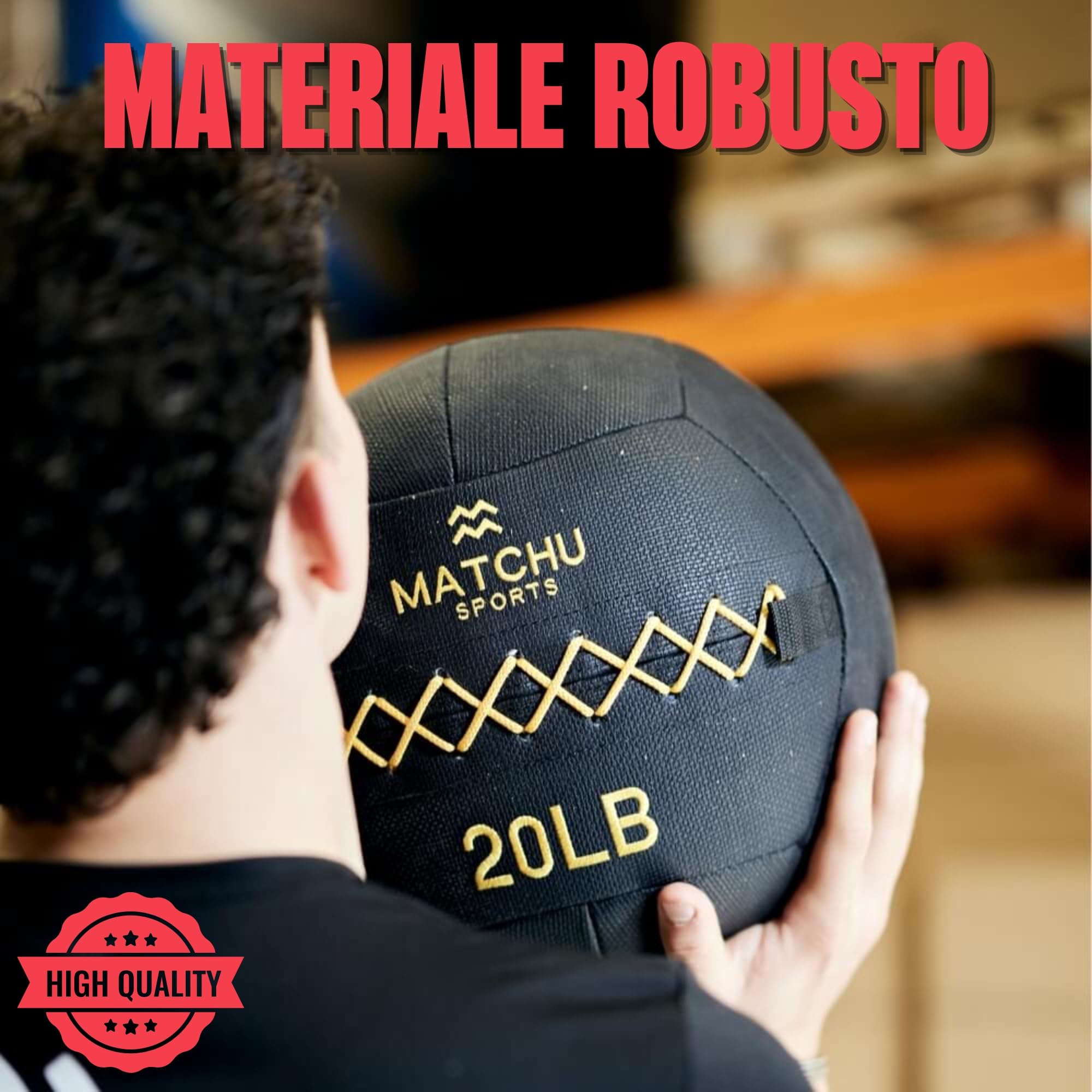 Matchu Sports | Wall Ball | Disponibile in 6 KG (14LB) e 9 KG (20 LB) | Nero