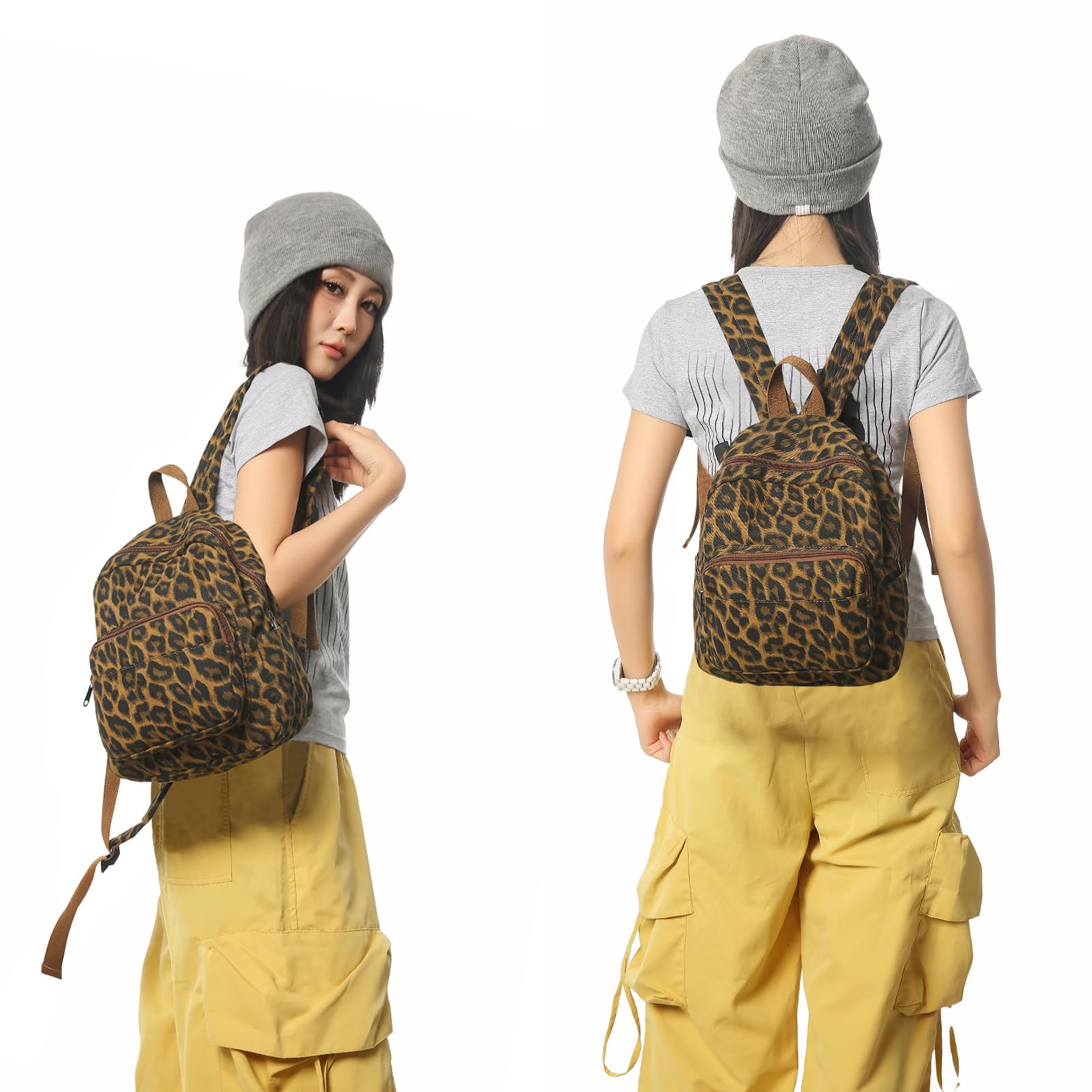 Petit sac à dos pour femme - Motif léopard - Petit sac à dos - Sac à dos pour enfants - Pour voyage, travail, tous les jours - Mode - Pour femmes, filles, adolescents - Unisexe