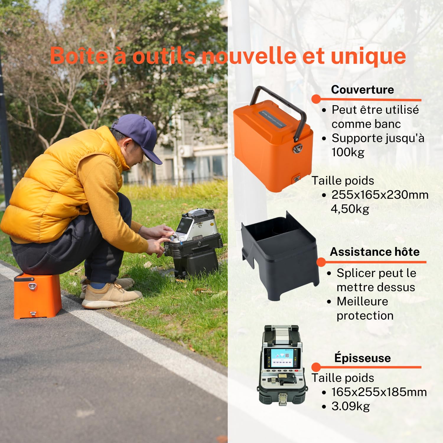 AI-20 Soudeuse Fibre Optique avec Cliveuse fibre optique électrique en une étape Fusion Splicer AI-20 mis à niveau à partir de AI-10A épissage 6s et chauffant 15s avec OPM VFL Batterie 7800mAh