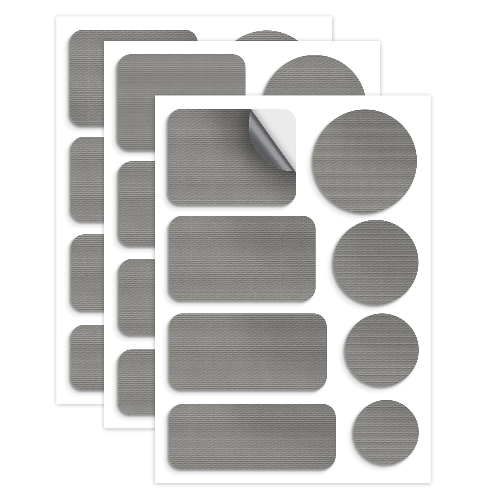 Skystuff 24PCS Self-Adhesive Nylon Repair Patches for Tent, Down Jacket, Clothing & Puffer Coat - Heavy Duty Waterproof Fabric Tape Repair Kit for Outdoor Gear, Sleeping Bag, Backpack, Light Gray