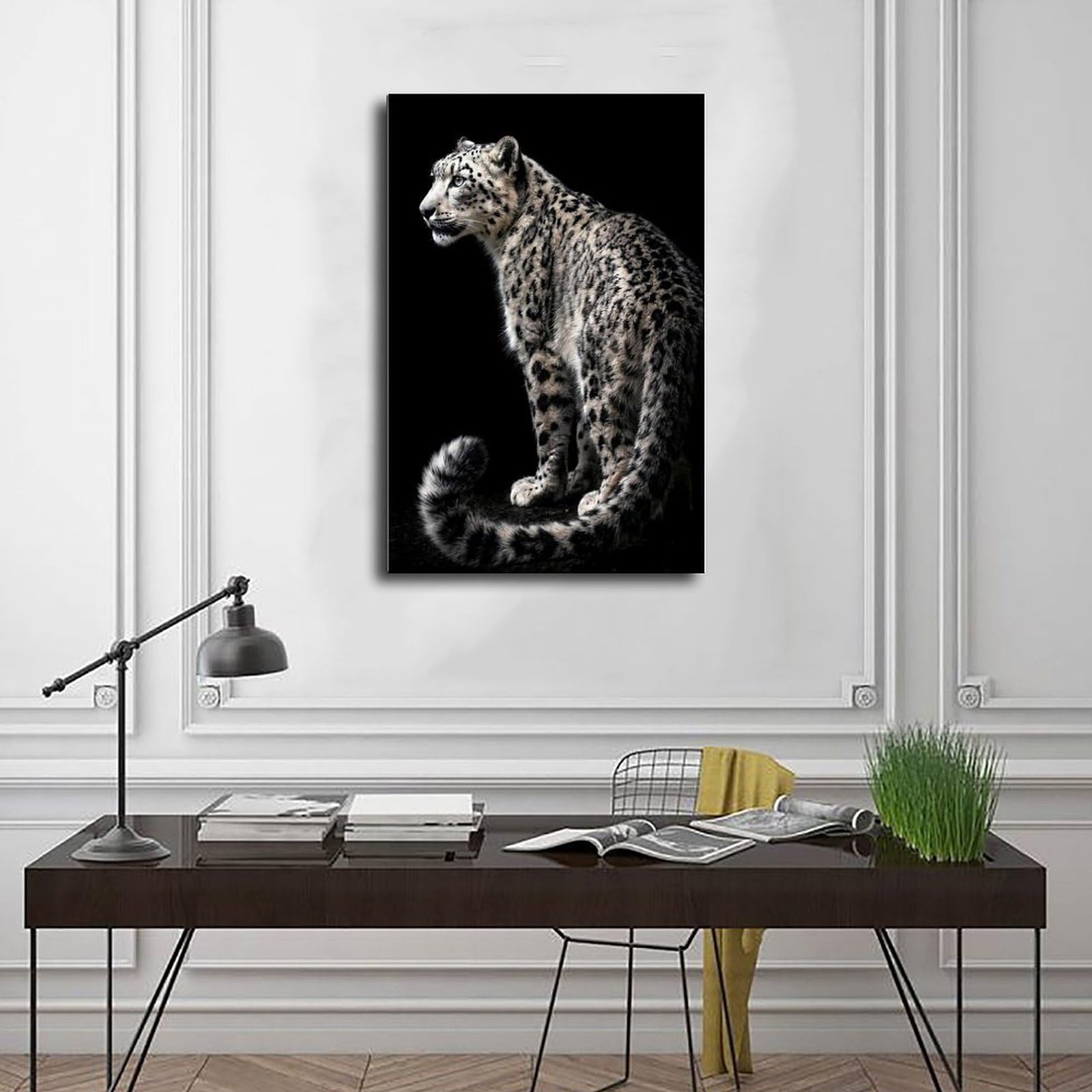 Poster su tela, motivo leopardo delle nevi con profilo laterale, per dormitorio, decorazione regalo