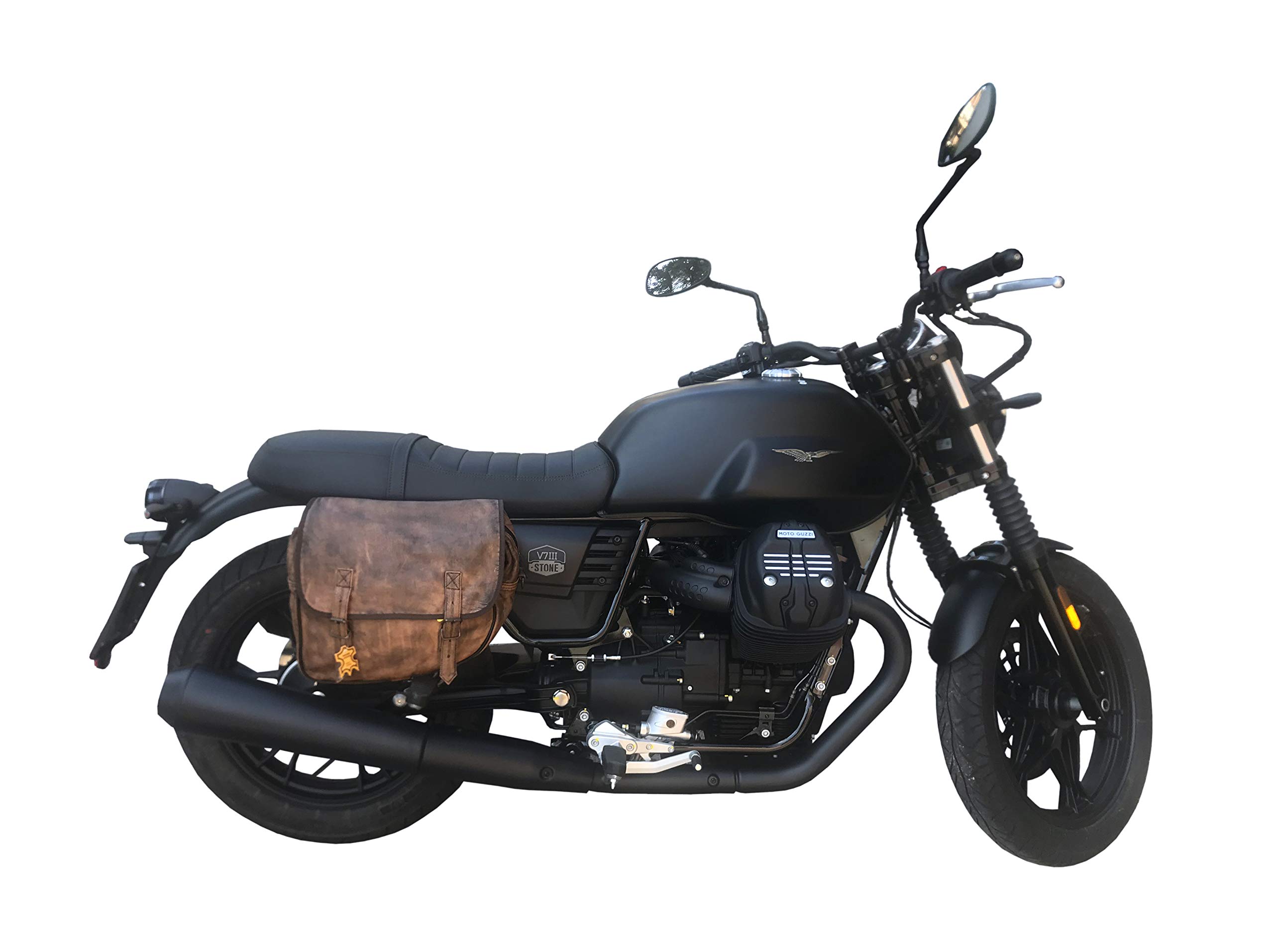 COPPIA BORSE BISACCE LATERALI NEVADA IN MORBIDA VERA PELLE - CAFE' RACER CUSTOM VINTAGE