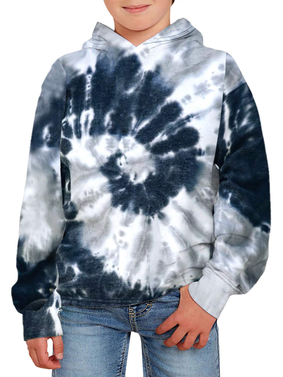 GAMISOTEUnisex Kids Tie Dye Sweatshirt Boys Girls Hooded Kangaroo Pocket  Pullover Hoodies