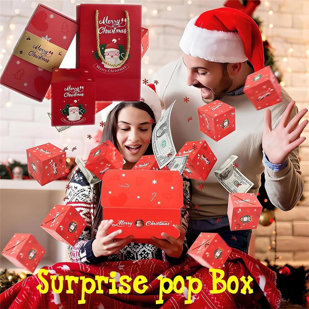 YHAXP Funoio Caja de regalo sorpresa, caja sorpresa de Navidad 2024, caja de regalo de explosión para dinero, caja de regalo de dinero desplegable para dinero en efectivo, juego de cajas de regalo