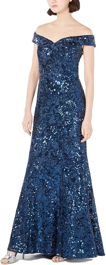 calvin klein blue sequin dress