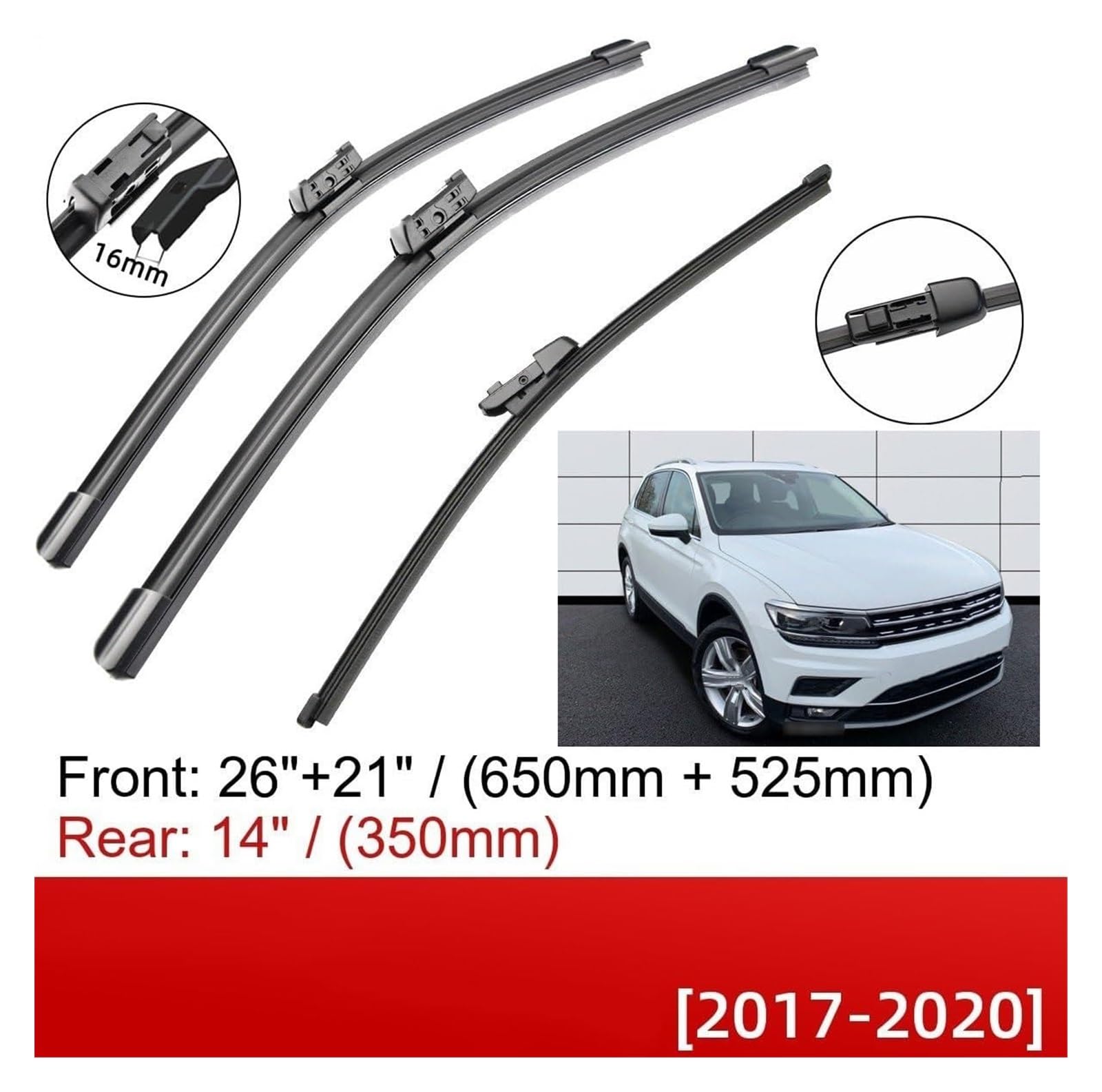 Auto Spazzola Tergicristallo Per VW Per T&IGUAN MK2 2017 2018 2019 2020 26 "+ 21" + 14 "Anteriore Spazzole Tergicristallo Posteriori Spazzole Spazzole Tergicristallo Auto
