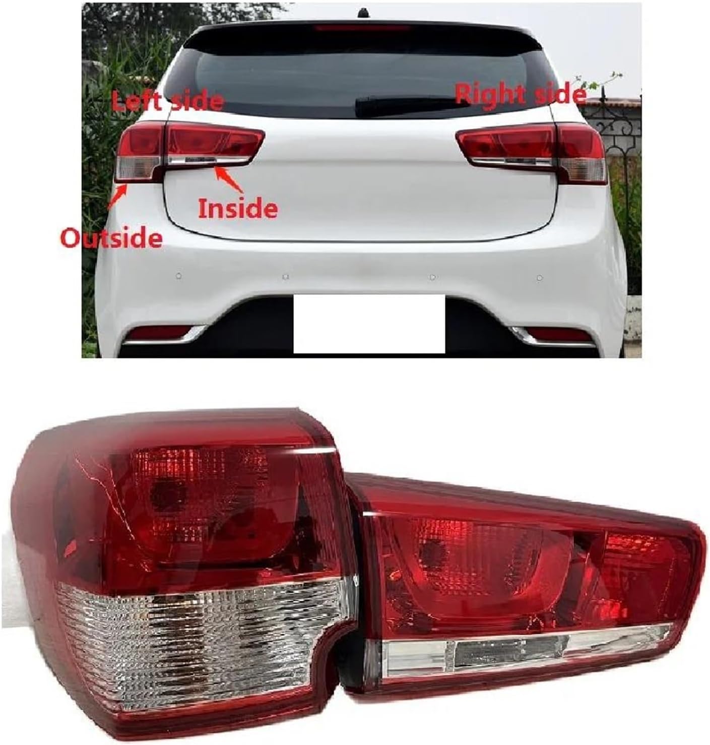 Car Rear Lights Upgrade Car Styling Taillights Assembly for Kia K2 for Rio Hatchback 2015 2016 LED Tail Lamp DRL Rear Turn Signal Auto Accessories(Left Inside)