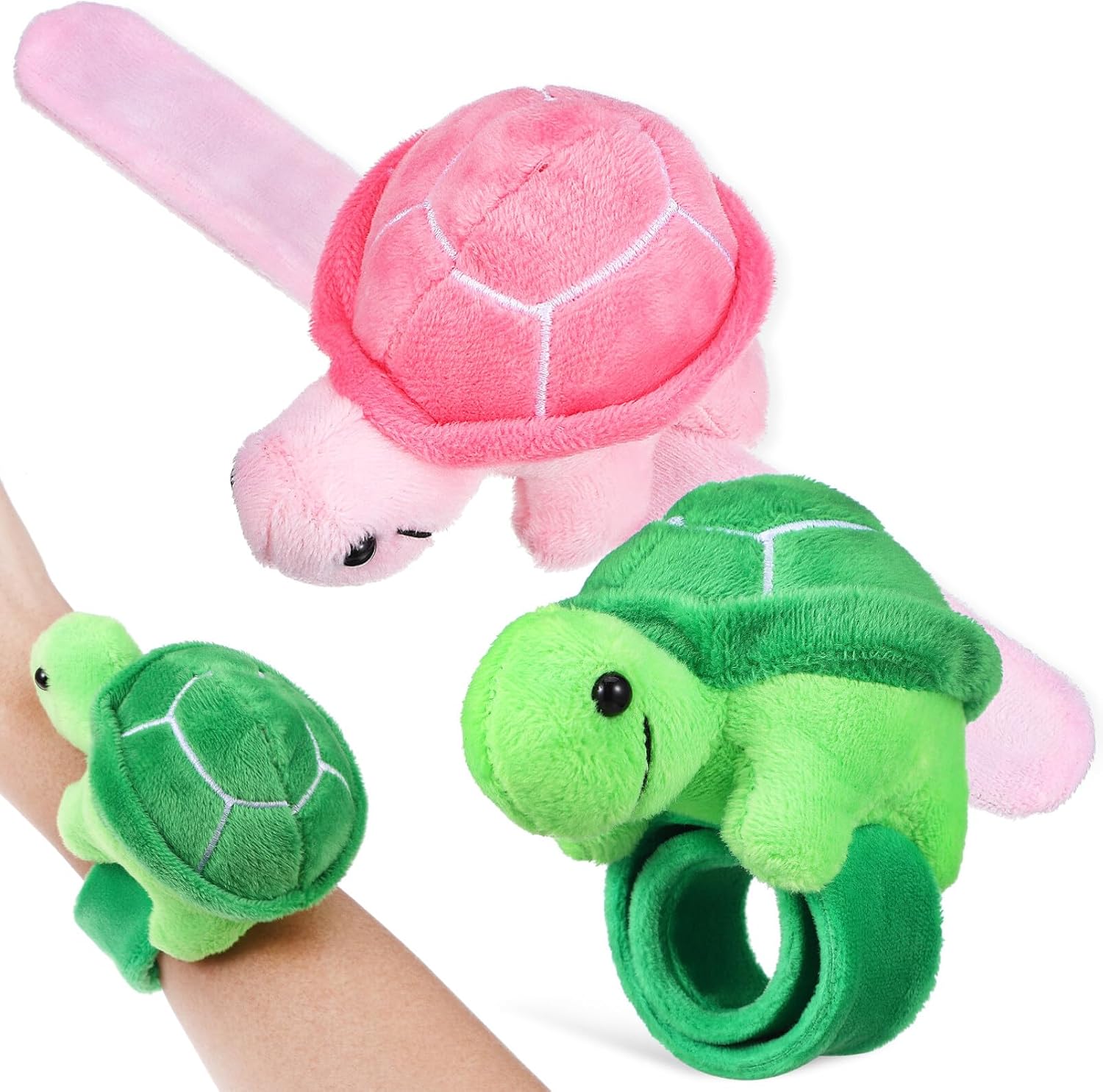 Toyvian Stuffed Turtle Animal Slap Bracelets: Kids Plush Turtle Bracelets 2pcs Cartoon Turtle Wrist Huggers Bracelet Kids Toy Turtle Doll Valentine's Day Slap Bracelet Easter Jewelry Party Favors