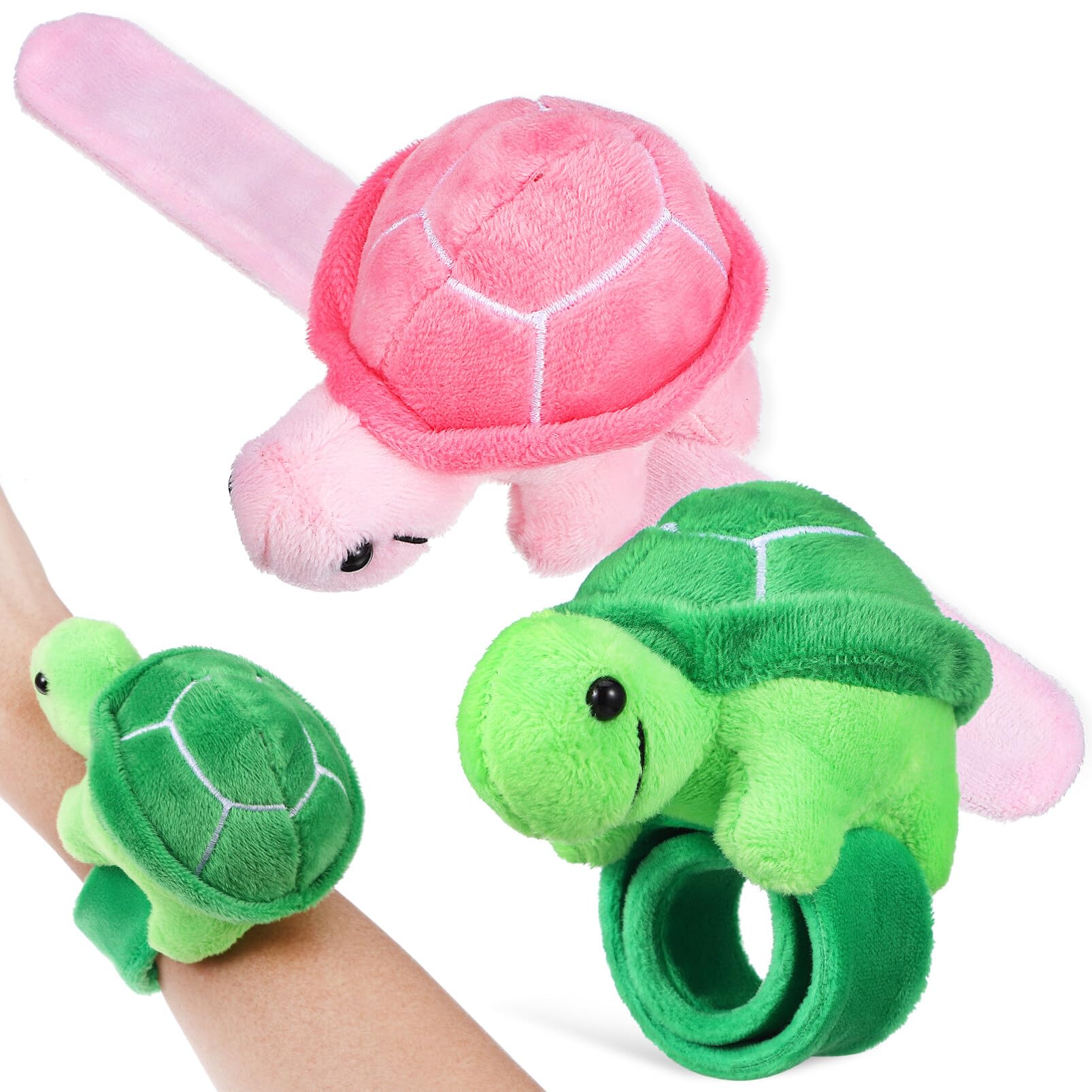 Toyvian Stuffed Turtle Animal Slap Bracelets: Kids Plush Turtle Bracelets 2pcs Cartoon Turtle Wrist Huggers Bracelet Kids Toy Turtle Doll Valentine's Day Slap Bracelet Easter Jewelry Party Favors